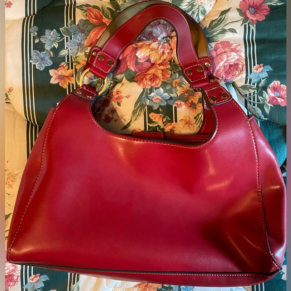 Red Leather Shoulder Bag